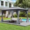 Outdoor 10x13 FT Soft Top Gazebo Tent with Double Roof, Mesh Curtains, Heavy Duty Metal Frame, Easy Install Patio Shelter for Garden and Events